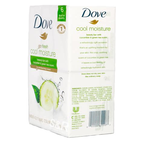 Dove Go Fresh Cool Moisture Cucumber And Green Tea Scent Beauty Bar 6pcs