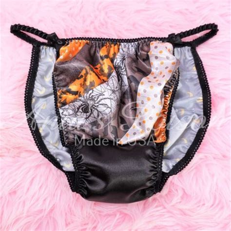 Sissy HALLOWEEN Satin Panties Men S Spiders Striped Shiny Wetlook String Bikini EBay