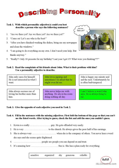 Describing Personality English Esl Worksheets Pdf Doc