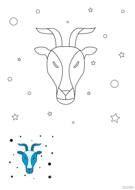 Simple Capricorn Coloring Page In Pdf Download