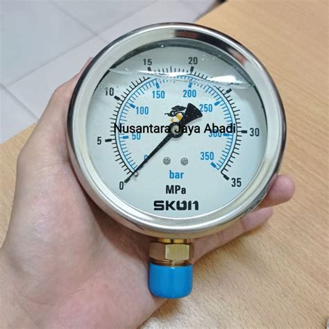 Pressure Gauge Raket Bottom SKON Stainless 4 Inchi 35 Mpa 350 Bar