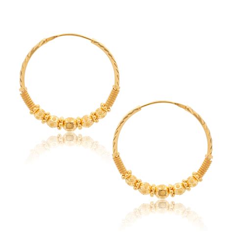 22k Gold Beaded Hoop Earrings 830g Queen Of Hearts Jewelry