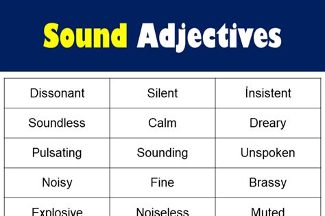 100 Sound Adjectives List Adjective For Sound Quality Grammarvocab