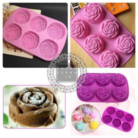 Jual Cetakan Silikon Cetakan Kue Cetakan Agar Puding Bentuk Mawar 6cav