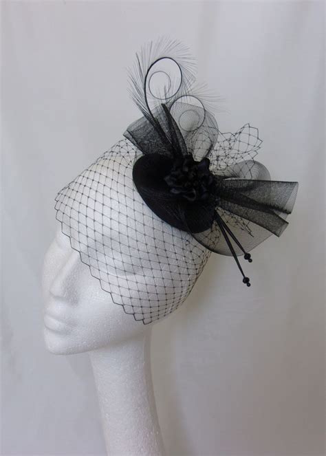 Black Matilda Veiled Crinoline Fascinator Hat Black Fascinator