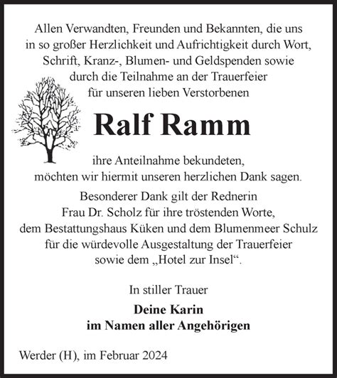 Traueranzeigen Von Ralf Ramm M Rkische Onlinezeitung Trauerportal