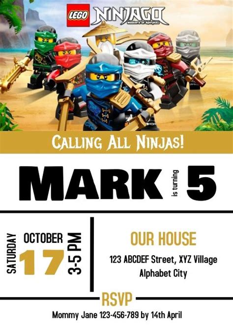 Lego Ninjago Birthday Invitation 11 Artofit