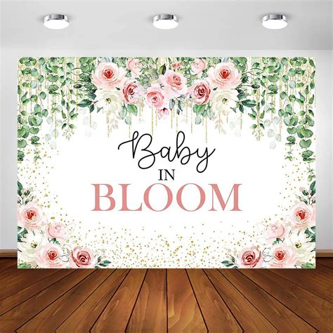 Amazon Avezano Baby In Bloom Backdrop Sage Green Leaves With Pink