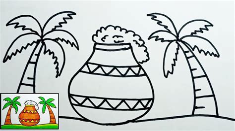 How To Draw Pongal Pot Easy Step By Step Drawing Pongal Pot For