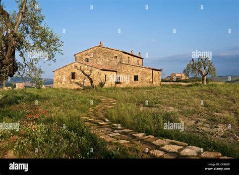 Italy Tuscany Val D Orcia Unesco World Heritage Pienza Area Stock