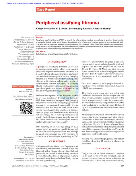 (PDF) Peripheral ossifying fibroma