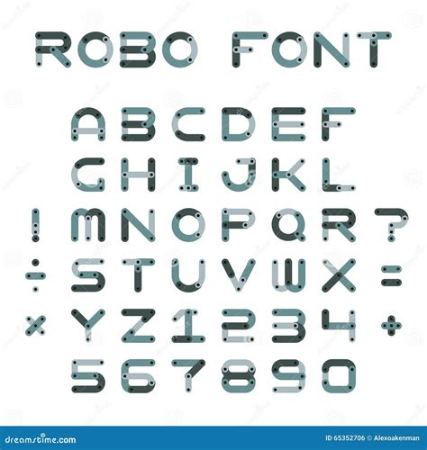 Vector Robotic or Mechanic Font in Flat Style Stock Vector ...