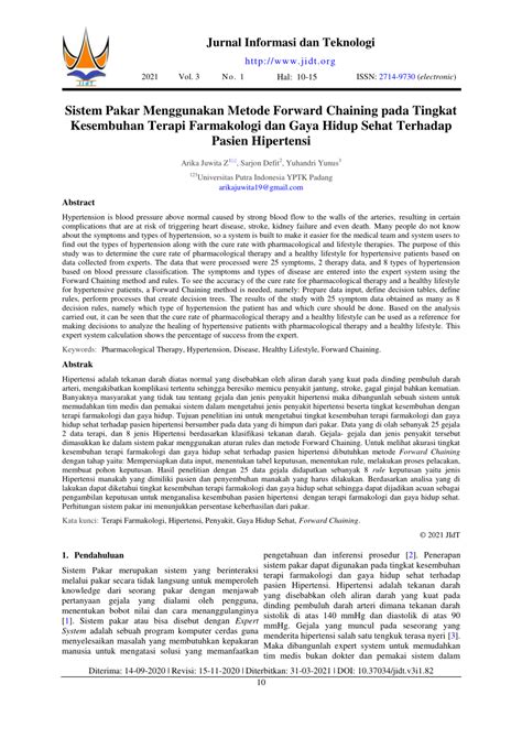 PDF Sistem Pakar Menggunakan Metode Forward Chaining Pada Tingkat