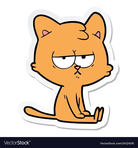 Sticker of a bored cartoon cat Royalty Free Vector Image