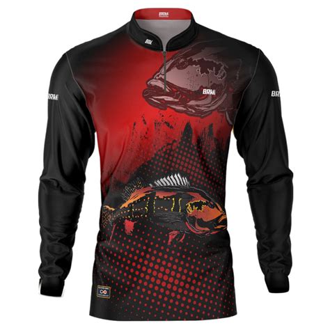 Camisa De Pesca Brk Vermelha Preto Tucunar Uv