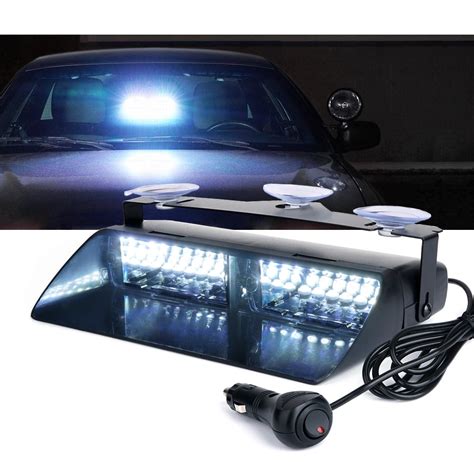 Xprite 16 Led White Strobe Lights For Dash Windshield With Suction