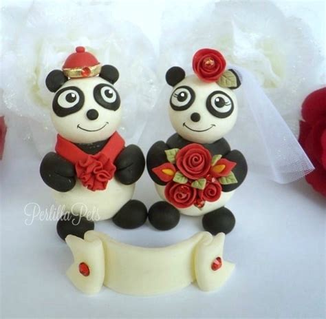 Panda Wedding Cake Topper Custom Bear Cake Topper Bride And