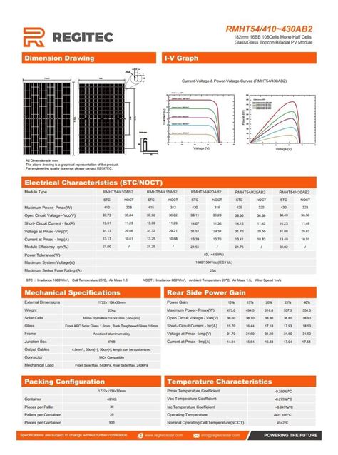 Regitec Rmht Ab Fiche Technique Panneau Solaire