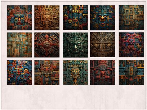 Ancient Mayan Murals, Mayan Art, Mayan Digital Paper Pack, 300DPI ...