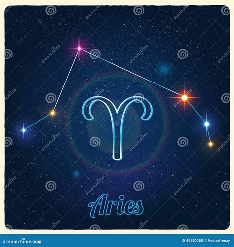 Vector Constellation Aries With Zodiac Sign Stock Vector Image 49550058