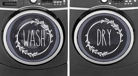 White Wash Dry Wreath Vinyl Decals Skinny Farmhouse Washer Dryer