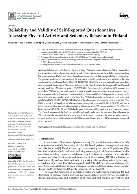 Pdf Reliability And Validity Of Self Reported Questionnaires