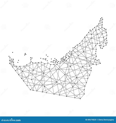 Kaart Van Verenigde Arabische Emiraten Van Veelhoekige Zwarte Lijnen