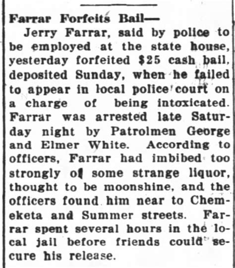 Sj 21 Mar 1922 Farrar Forfeits Ball Jerry Farrar Said By