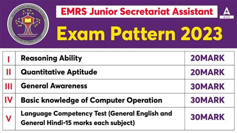 Emrs Junior Secretariat Assistant Exam Pattern Total Marks