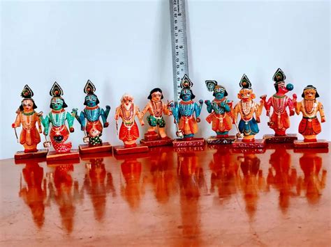 Wooden Golu Doll Dashavatar Set For Bommala Koluvu Bommai Navratri Gift