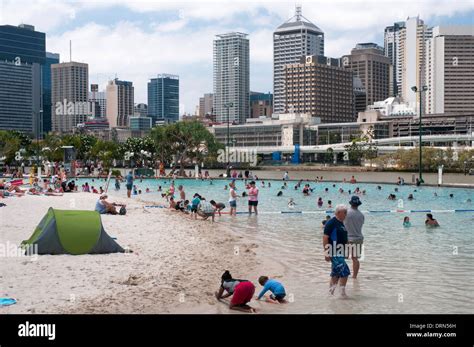 Busy Summer Afternoon At The Streets Beach Southbank Brisbane