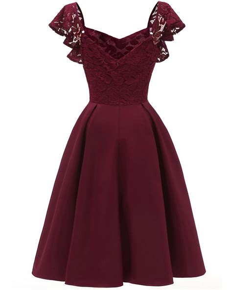 Luscious Short Maroon Prom Dress with Ruffle Straps Vintage 50s Short Bridesmaid Dresses 1626B