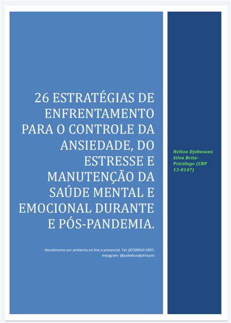 Estrat Gias De Enfrentamento Da Ansiedade E Manuten O Da Sa De Mental