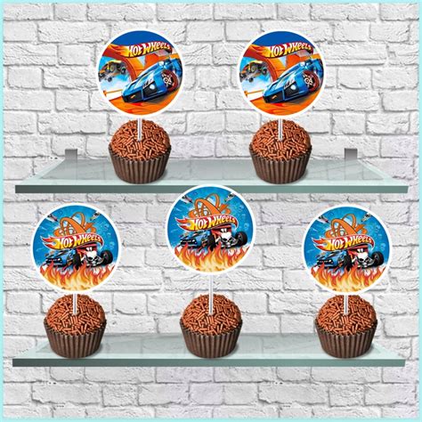 Toppers Tag Enfeite Decoração de Doces Hot Wheels Elo