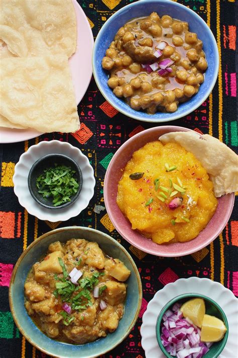 Traditional Pakistani Breakfast Halwa Puri Nashta With Aloo Ki