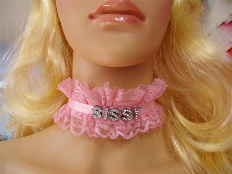 All Sizes Choker Pink Lace Sissy Silver Rhinestones Letters Cd Etsy