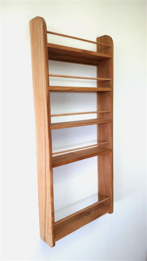 Solid Oak Larder Spice Rack 5 Tall Shelves Wood Pantry Kitchen Storage ...