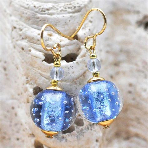 Fizzy Blau Ohrringe Blau Schmuck Aus Echtem Muranoglas Aus Venedig