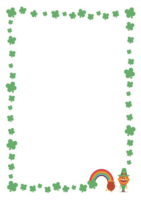 Free St Patrick S Day Printable Writing Paper With Clover Border