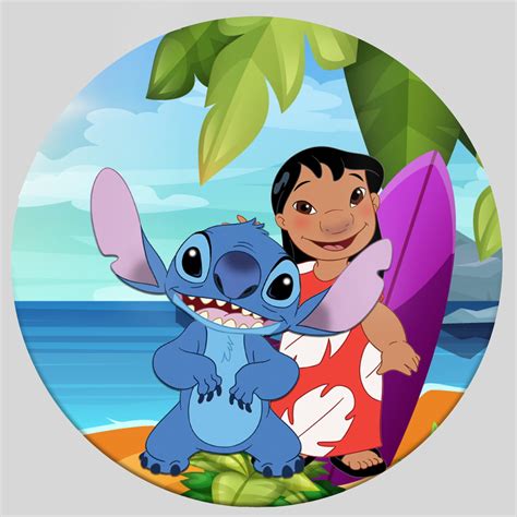 Painel Festa Lilo Stitch Redondo X M Capas Cilindro