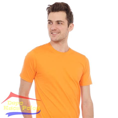 Jual Kaos Polos Pria Lengan Pendek Cotton Combed S Warna Orange Di