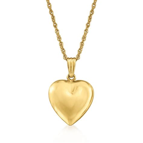 Kt Yellow Gold Puffed Heart Pendant Necklace Ross Simons