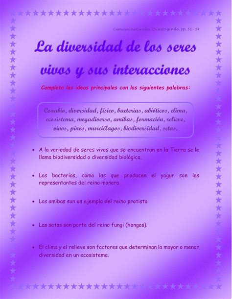 La Diversidad De Los Seres Vivos Y Sus Interacciones Worksheet Live