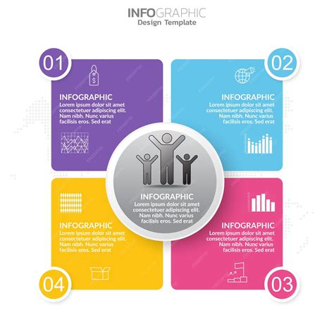 Plantilla De Infografía Empresarial Con Colores De 4 Pasos Vector Premium