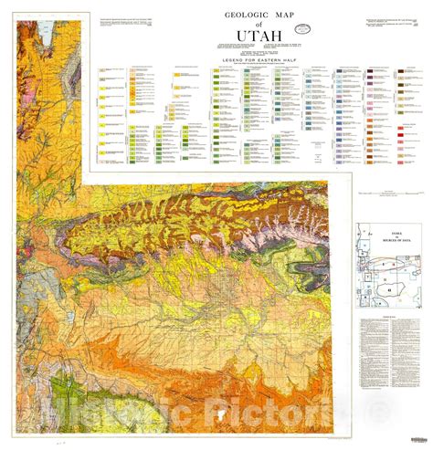 Map Geologic Map Of Utah Northeast Quarter 1961 Cartography Wall