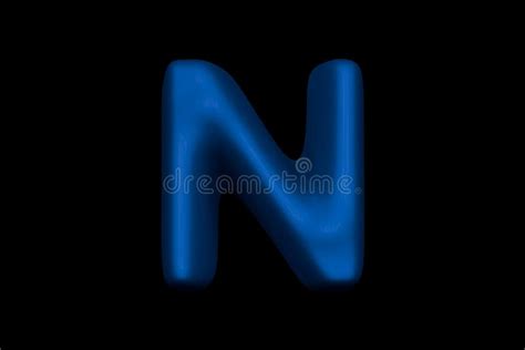 Shiny Blue Plastic Font Letter N Isolated On Black Background 3d