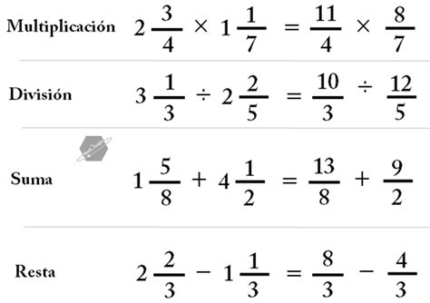 Operaciones Con Fracciones Mixtas Todas Las Operaciones