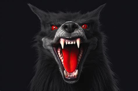 Un Lobo Negro Con Ojos Rojos Foto Premium