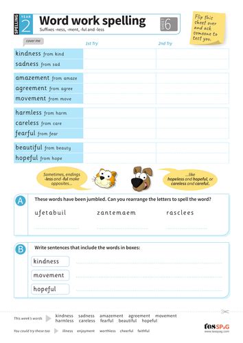 Suffixes Ness Ment Ful Less Spelling Worksheet Year 2 Spag