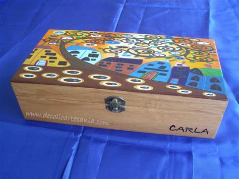 Caja Joyero Personalizada Pirograbada Decorada Y Pintada A Mano